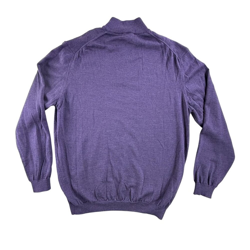 Saks Fifth Avenue Sweater Mens 3XL Purple Merino Wool Knit 1/4 Zip Pullover - Picture 2 of 13